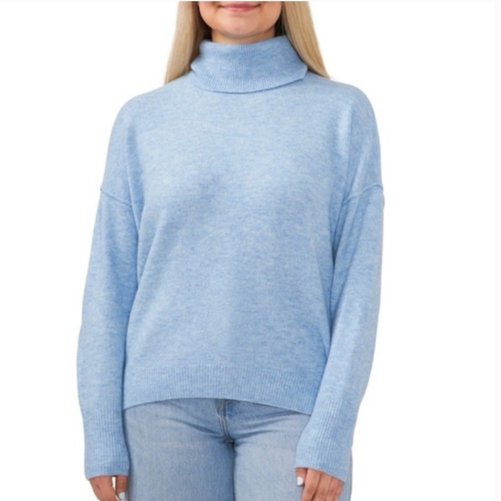 NWT Vince Camuto Women's Long Sleeve Tight Knit Turtleneck Sweater  Blue Heather